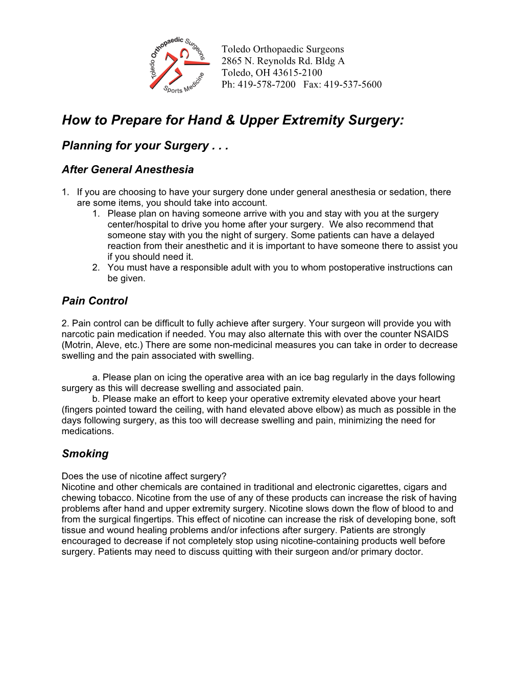 How to Prepare for Hand & Upper Extremity Surgery