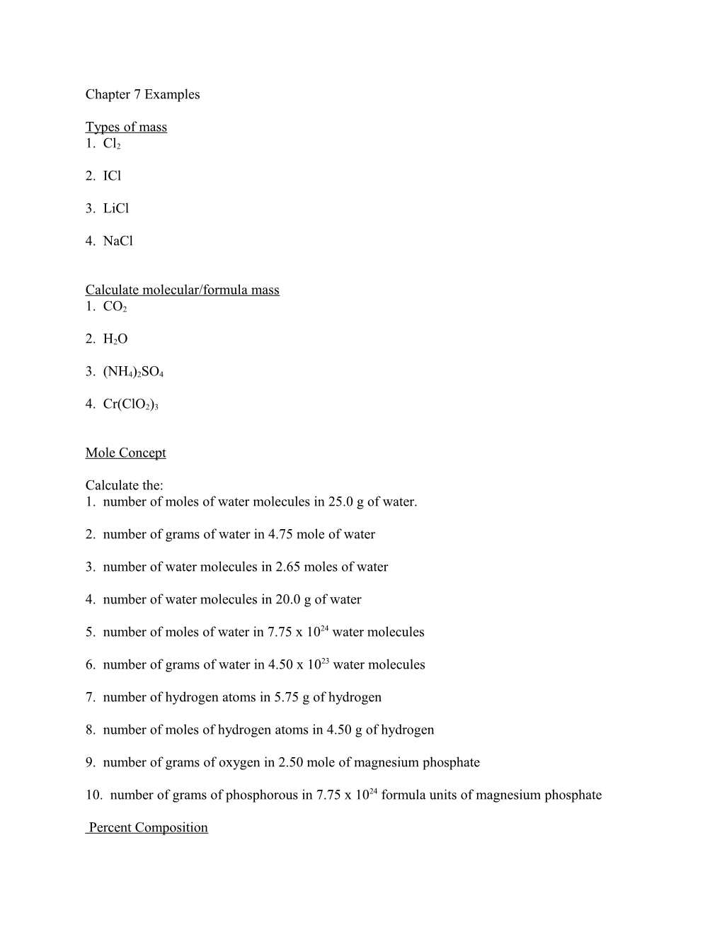 Calculate Molecular/Formula Mass