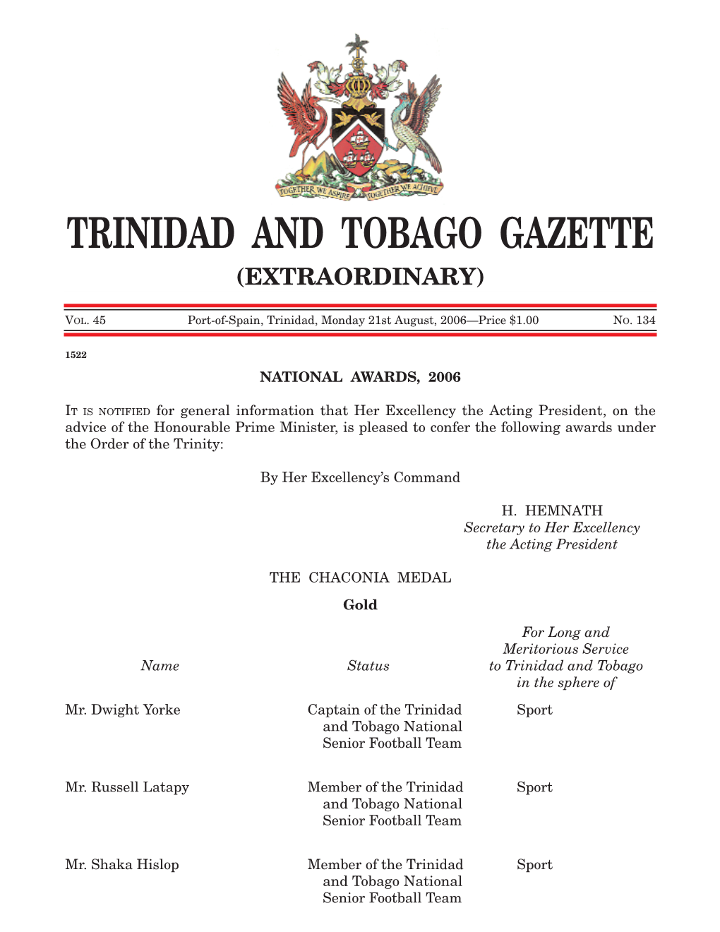 Gazette No. 134 of 2006.Pdf