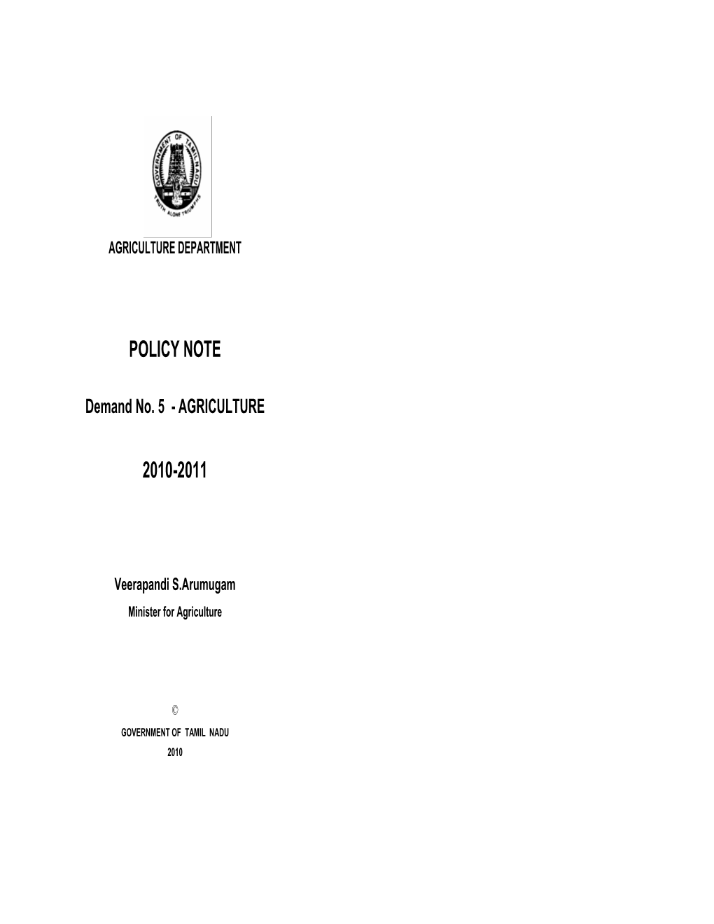 Policy Note 2010-2011 INDEX