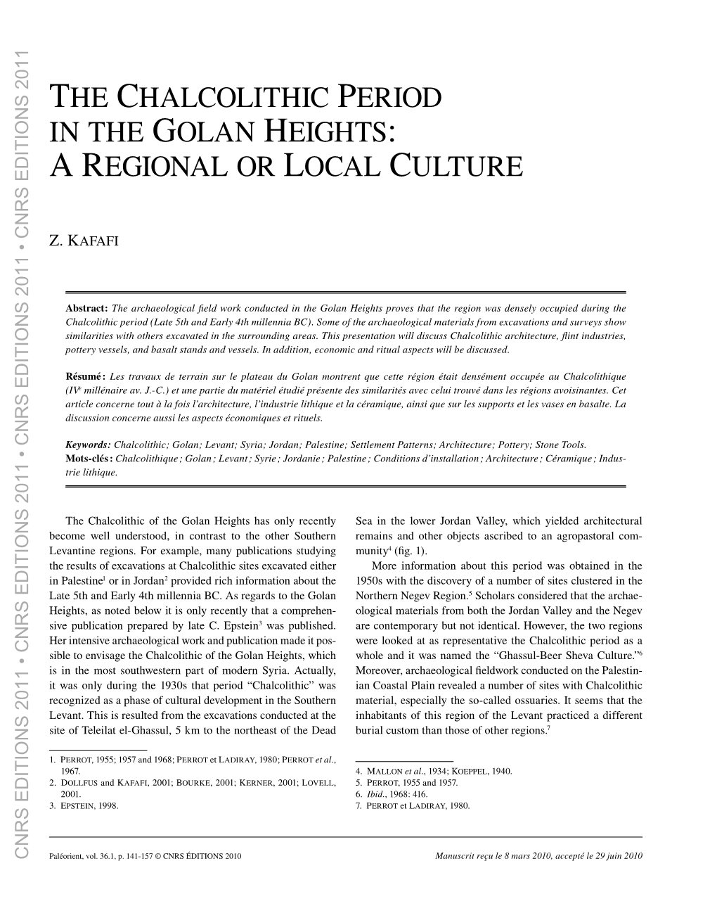 The Chalcolithic Period in the Golan Heights