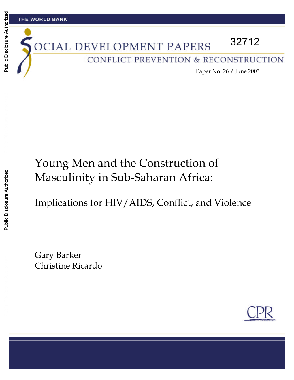 Young Men and the Construction of Masculinity in Sub-Saharan Africa