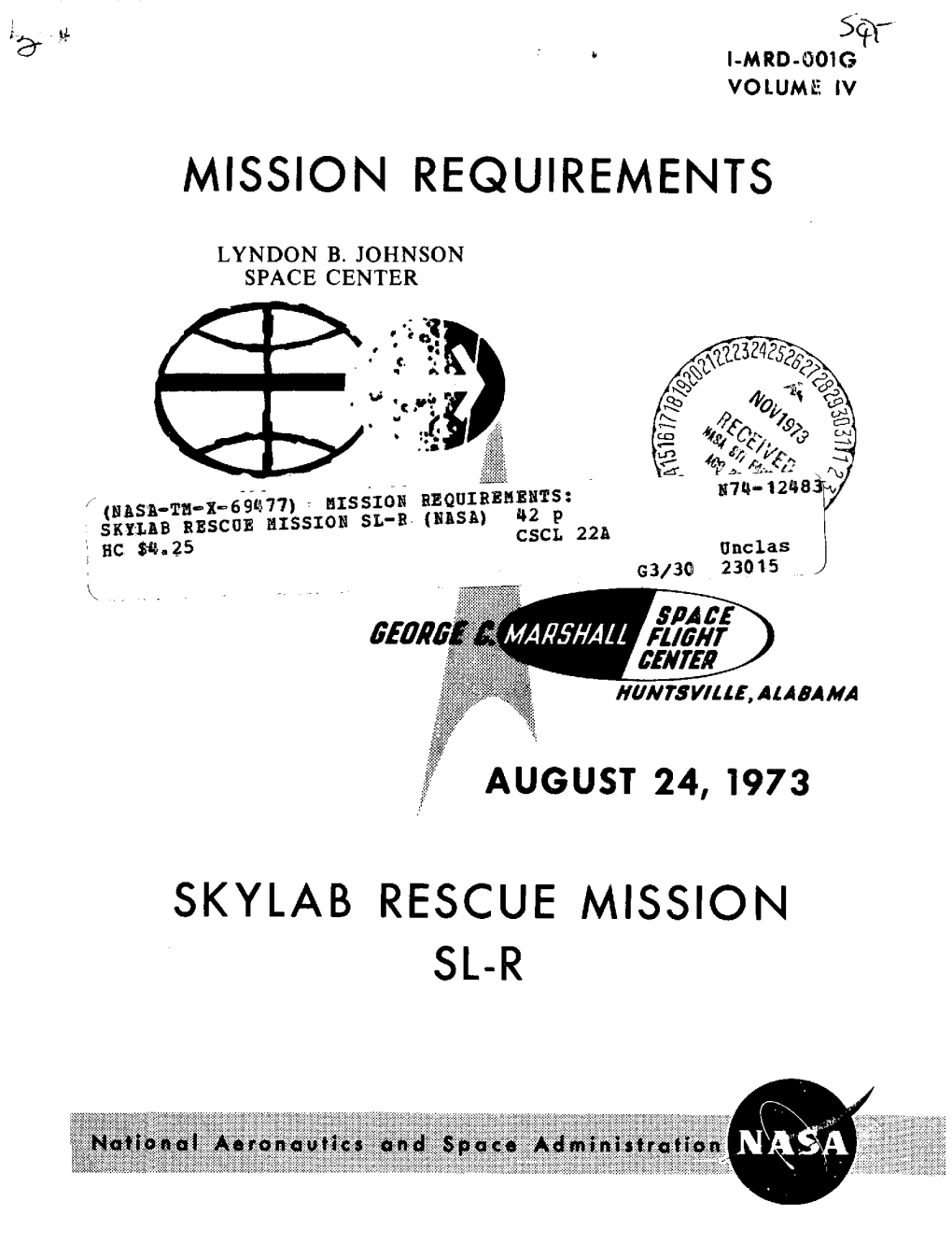 Mission Requirements Skylab Rescue Mission Sl-R