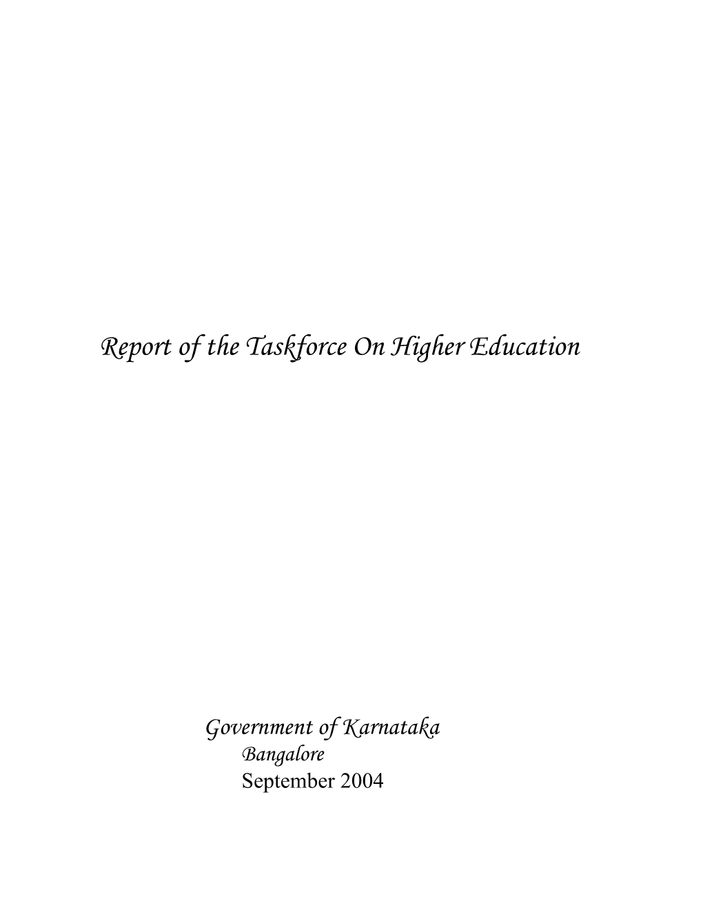 Report of the Taskforce on Higher Education