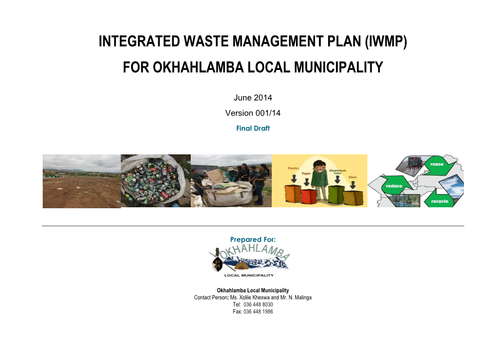 Draft Integrated Waste Management Plan (Iwmp) For