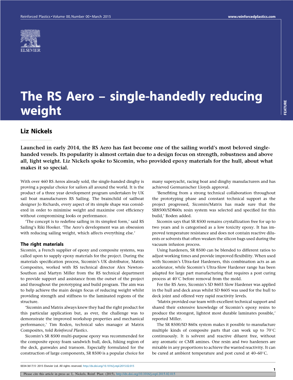 The RS Aero – Single-Handedly Reducing