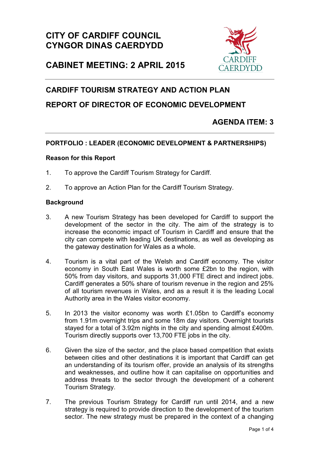 Cardiff Tourism Strategy and Action Plan