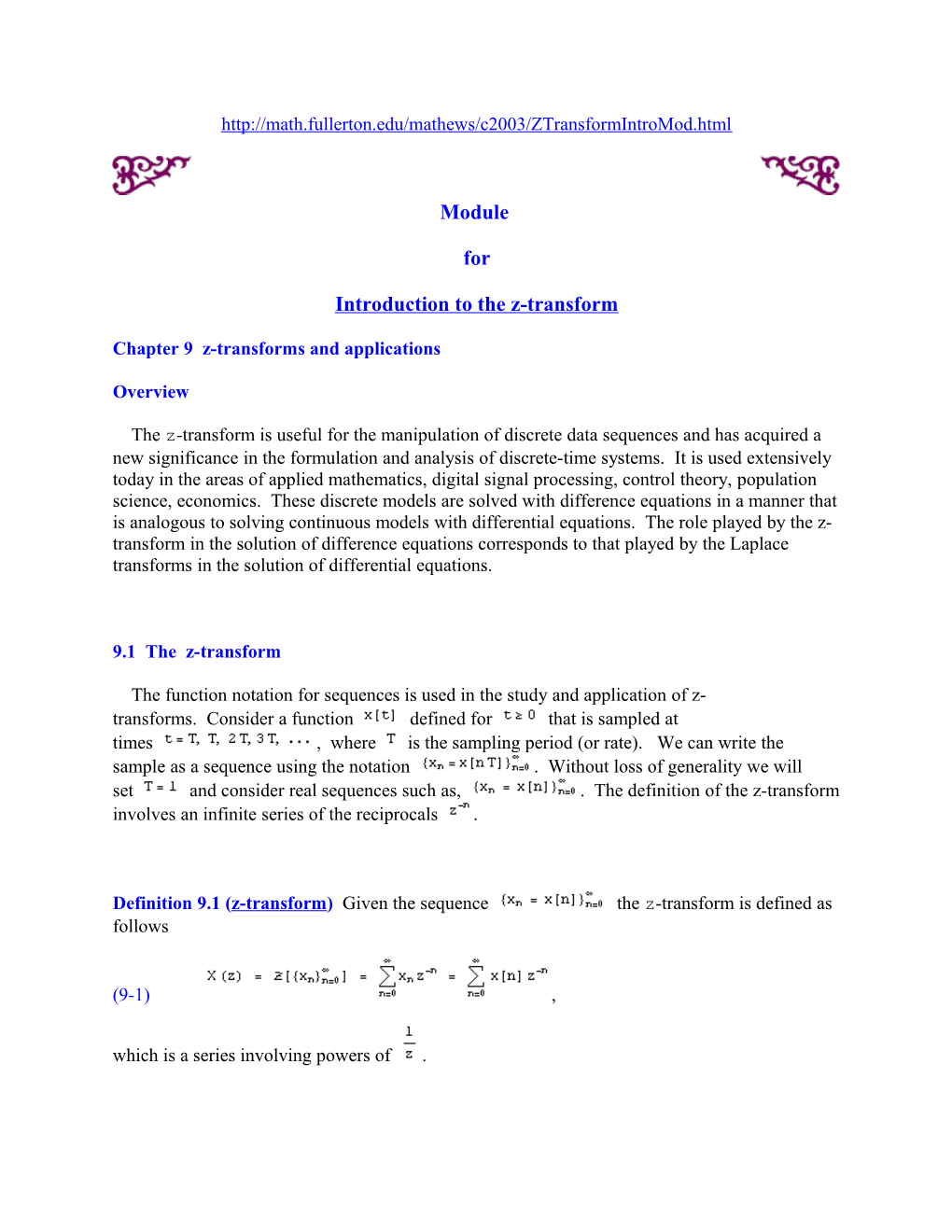 Chapter 9Z-Transforms and Applications