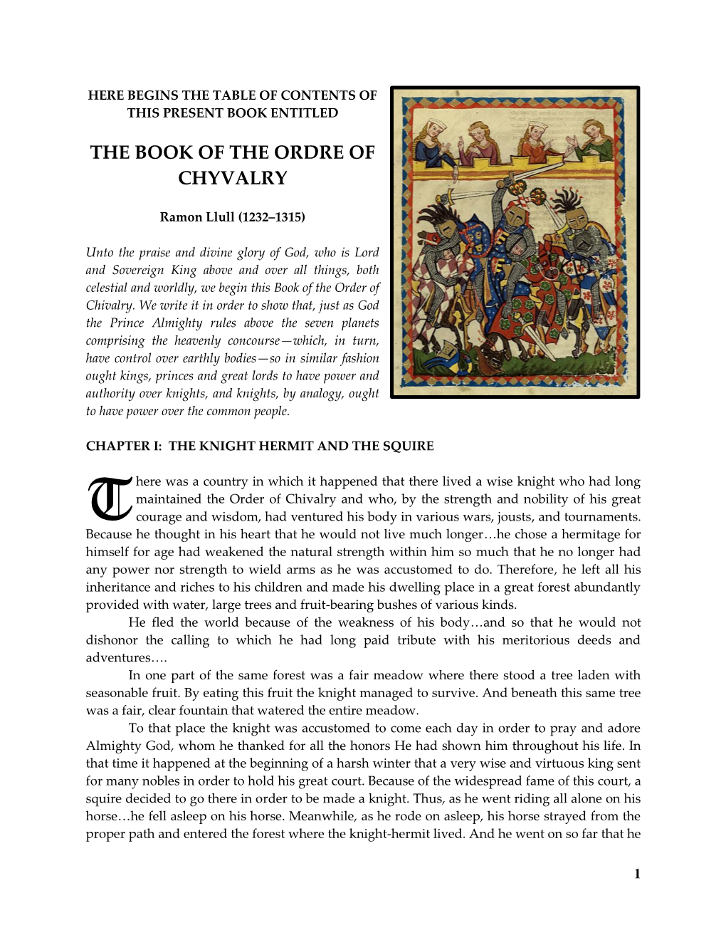 The Book of the Ordre of Chyvalry