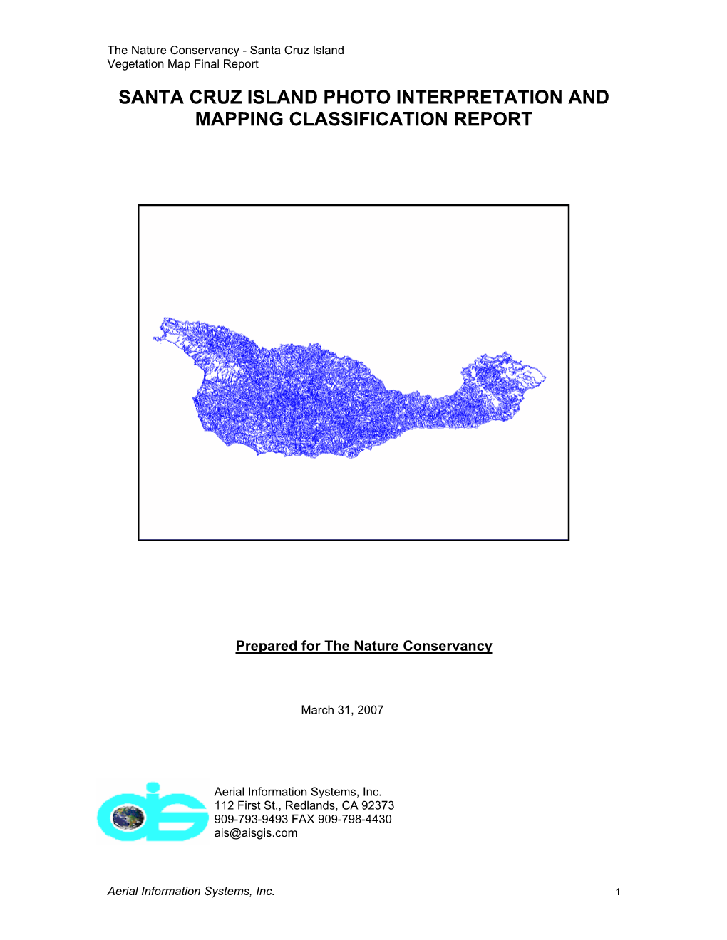 Santa Cruz Island Photo Interpretation and Mapping Classification Report