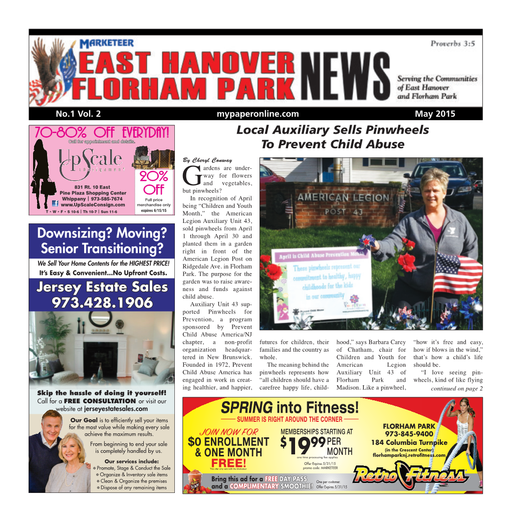 East Hanover/Florham Park News • Like Us on Facebook Local Auxiliary Sells Pinwheels