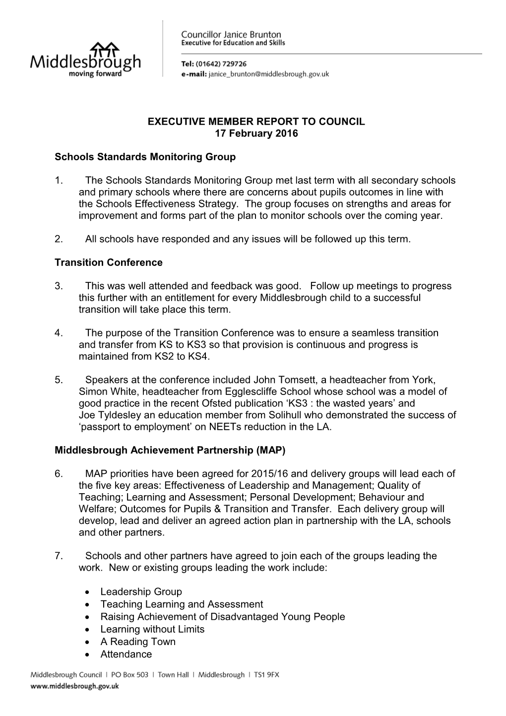 Executive Member Report to Council s3