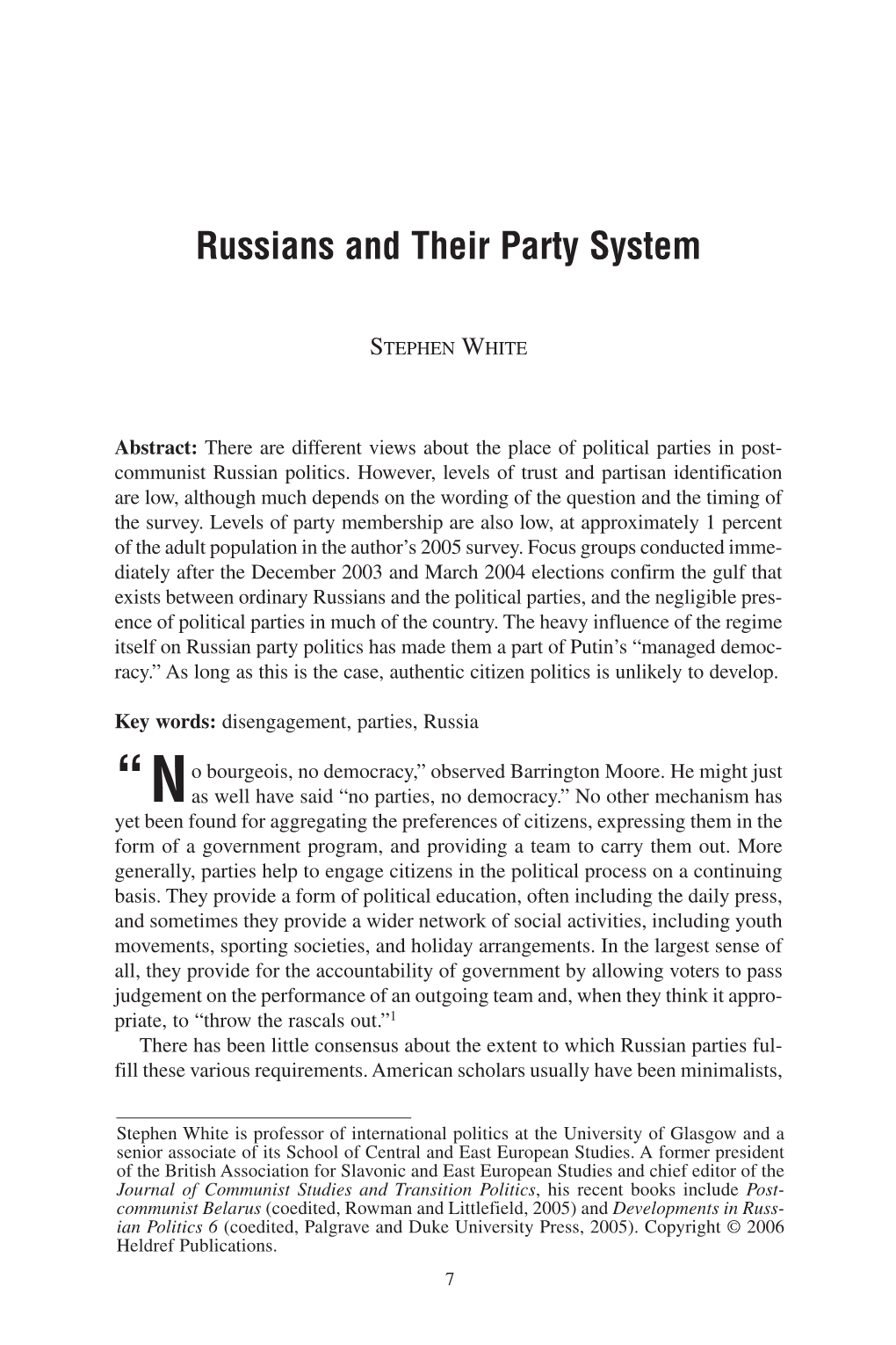 Russians and Their Party System