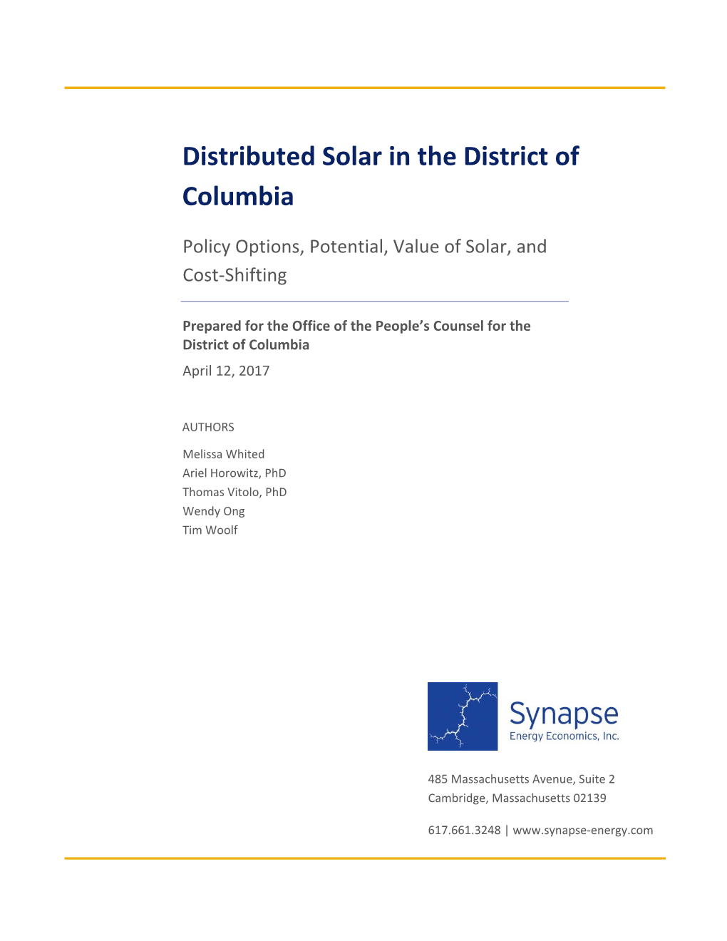 Distributed Solar in the District of Columbia