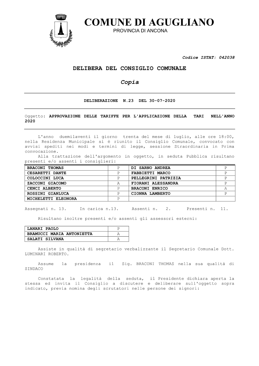 Comune Di Agugliano Provincia Di Ancona