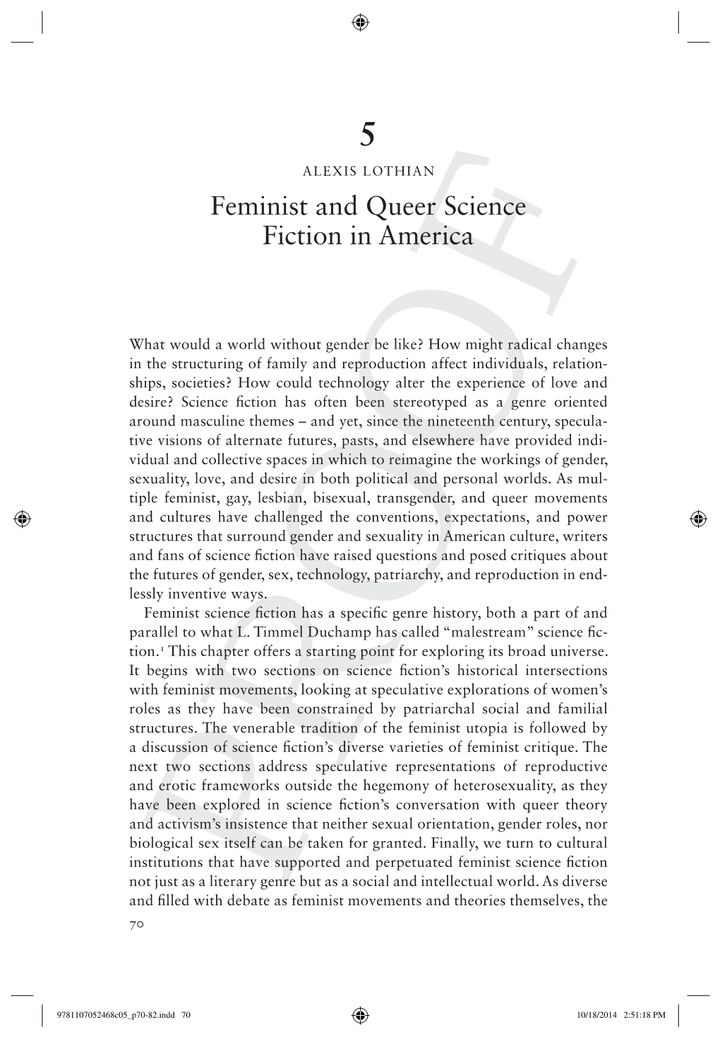 Feminist and Queer Science Fiction in America