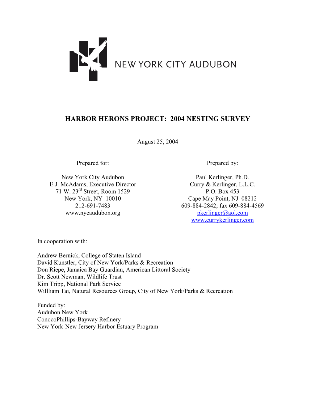 Harbor Herons Project: 2004 Nesting Survey