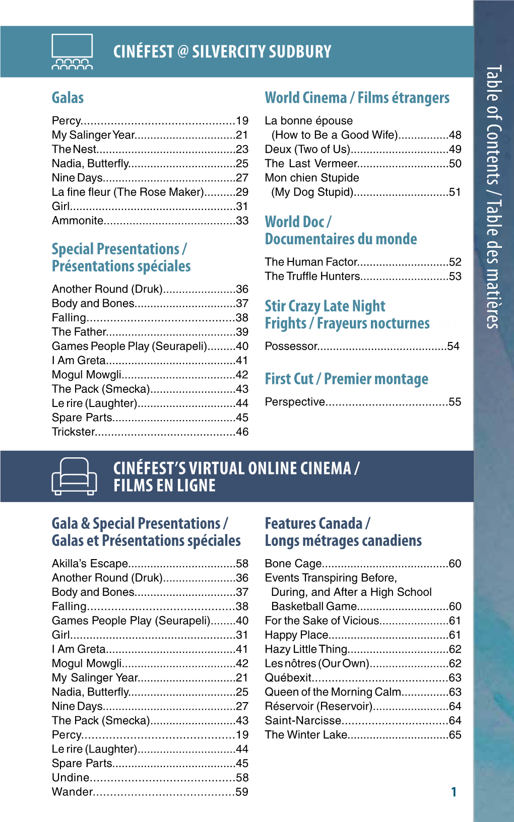 Table of Contents / Table Des Matières