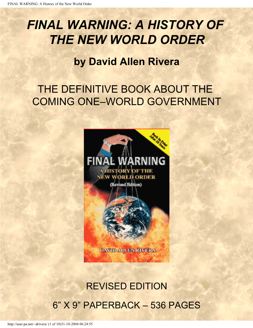 FINAL WARNING: a History of the New World Order