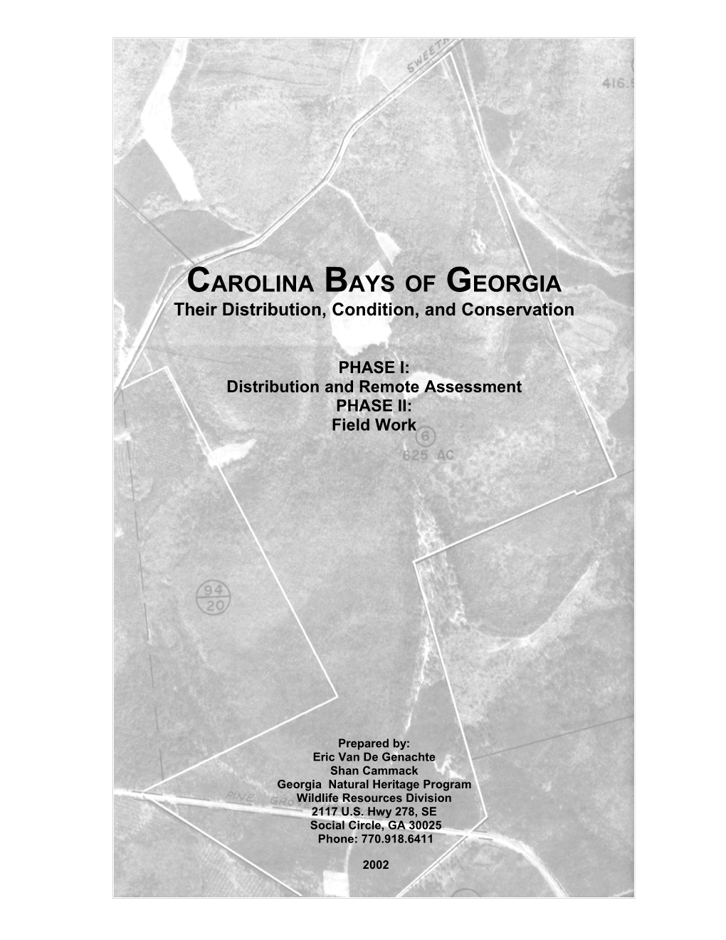 CAROLINA BAYS of GEORGIA Their Distribution, Condition, and Conservation