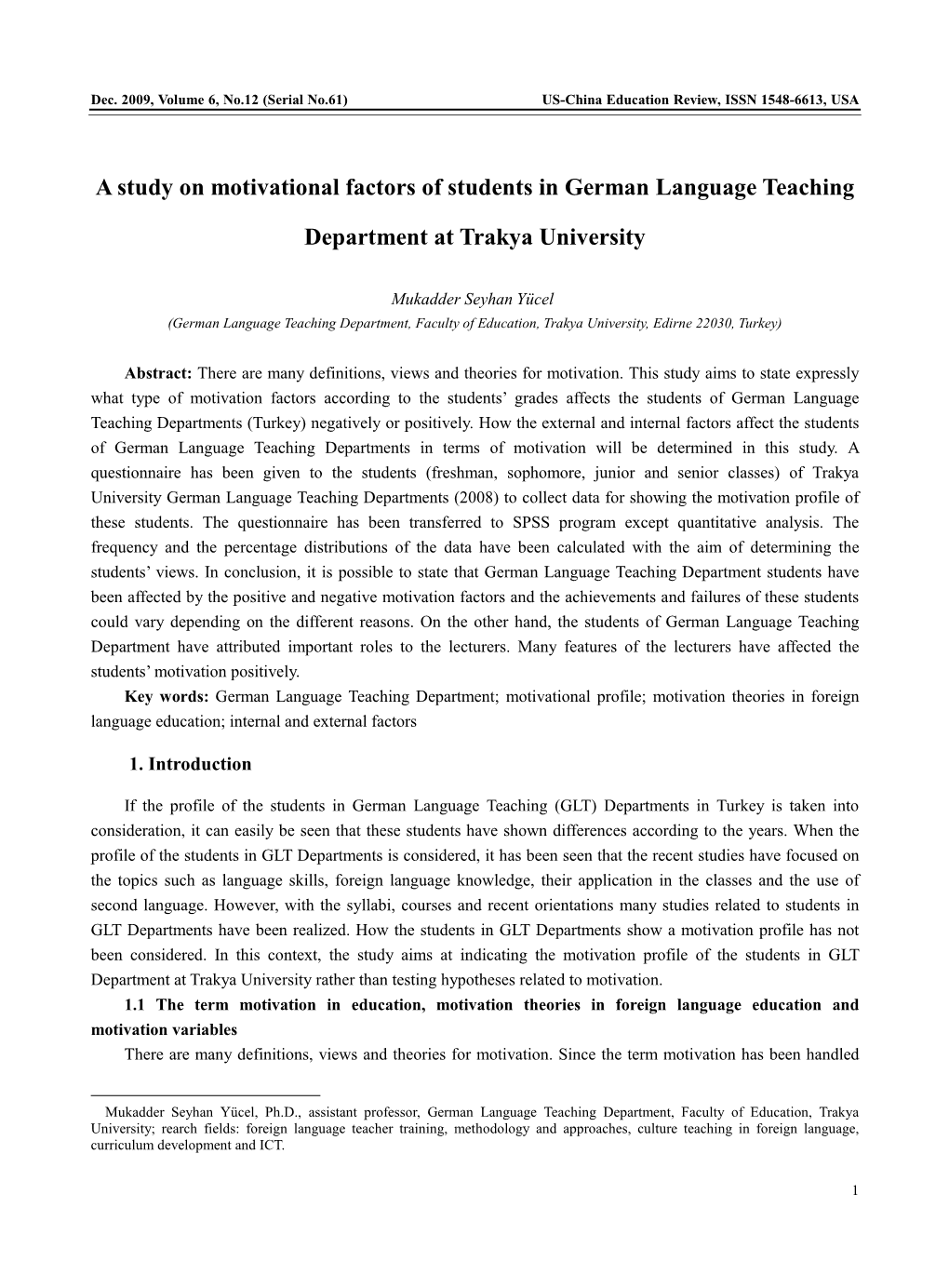 A Study on Motivational Factors of Students in German Language Teaching
