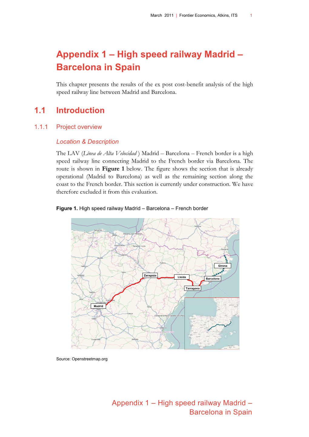 Appendix 1 – High Speed Railway Madrid – Barcelona in Spain