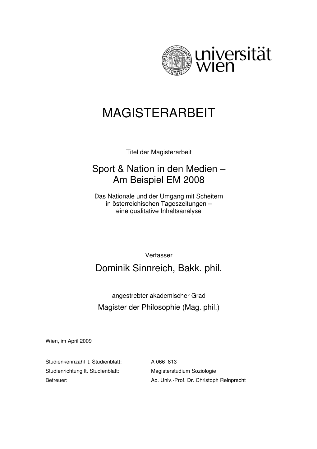 Magisterarbeit Dominik Sinnreich 0205190