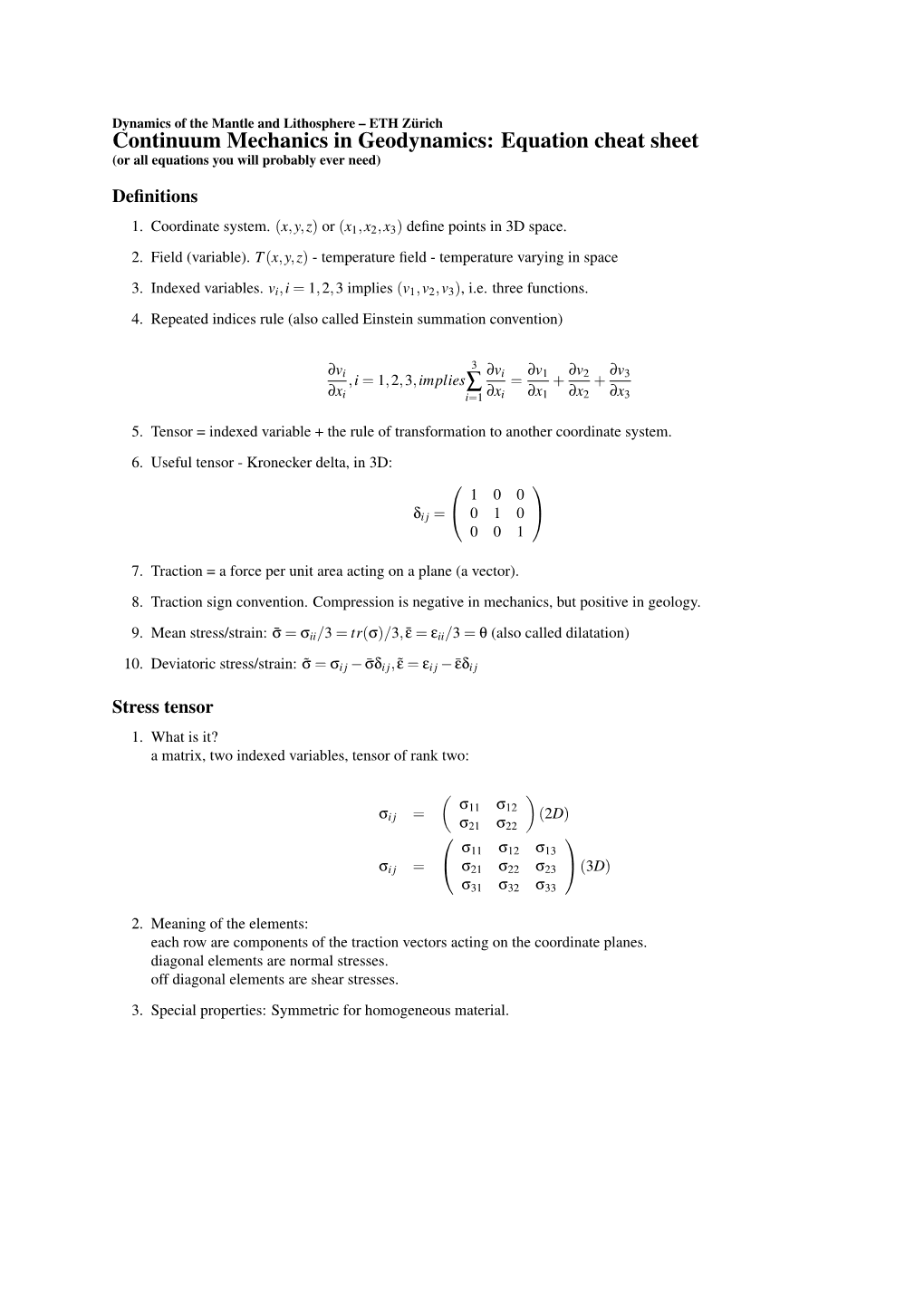 Notes: Continuum Mechanics