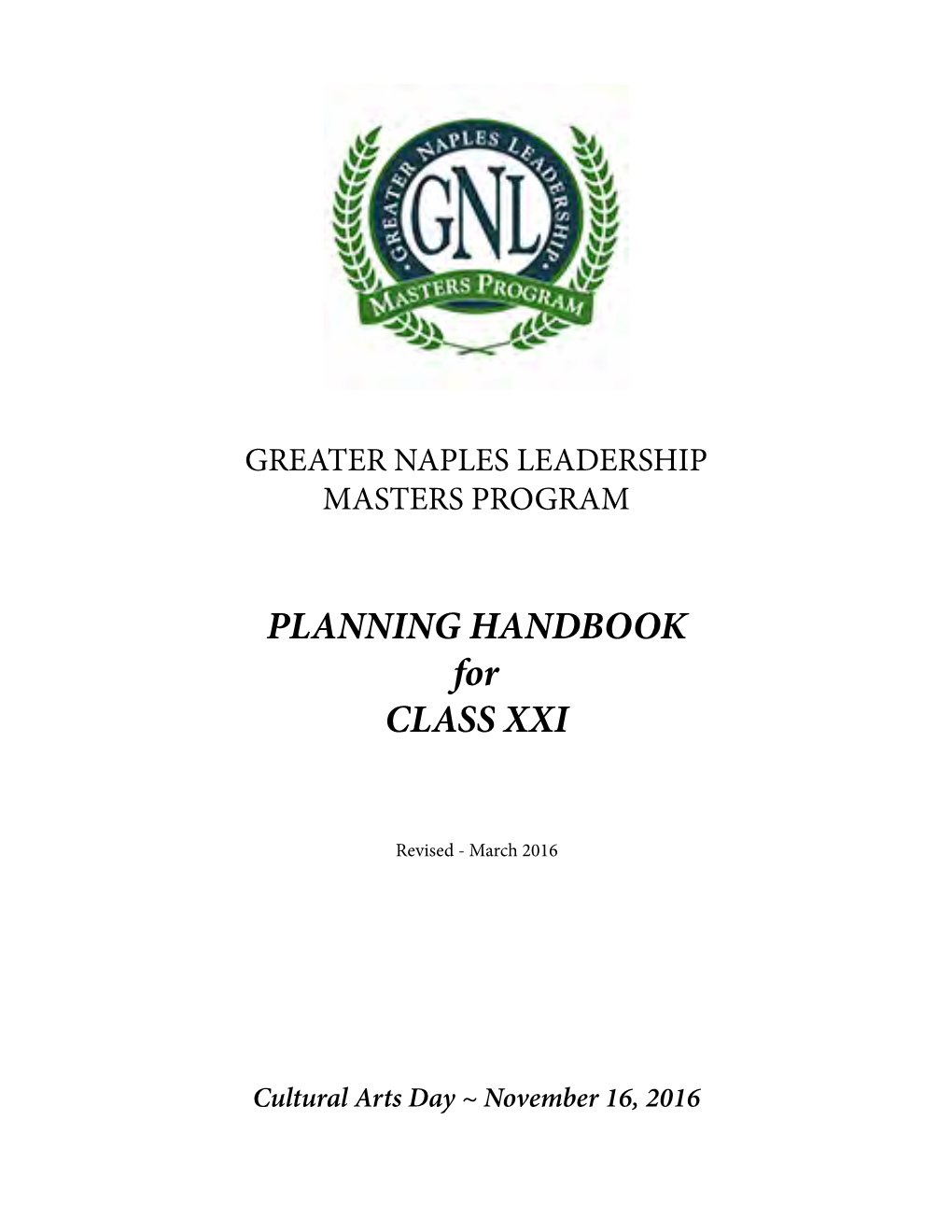 PLANNING HANDBOOK for CLASS XXI