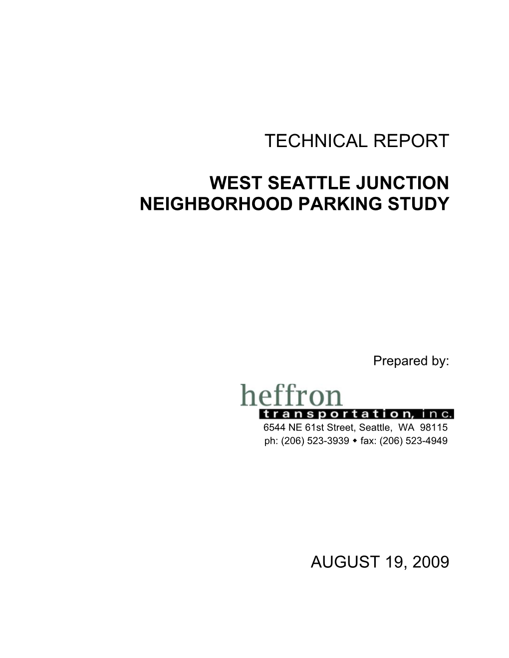 West Seattle Junction Neighborhood Parking Study