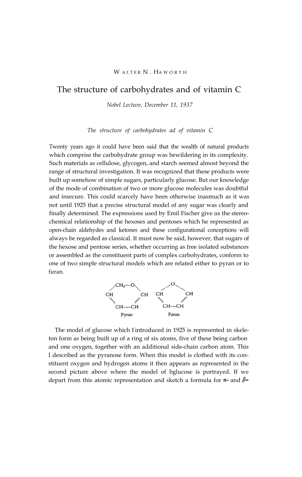 The Structure of Carbohydrates and of Vitamin C