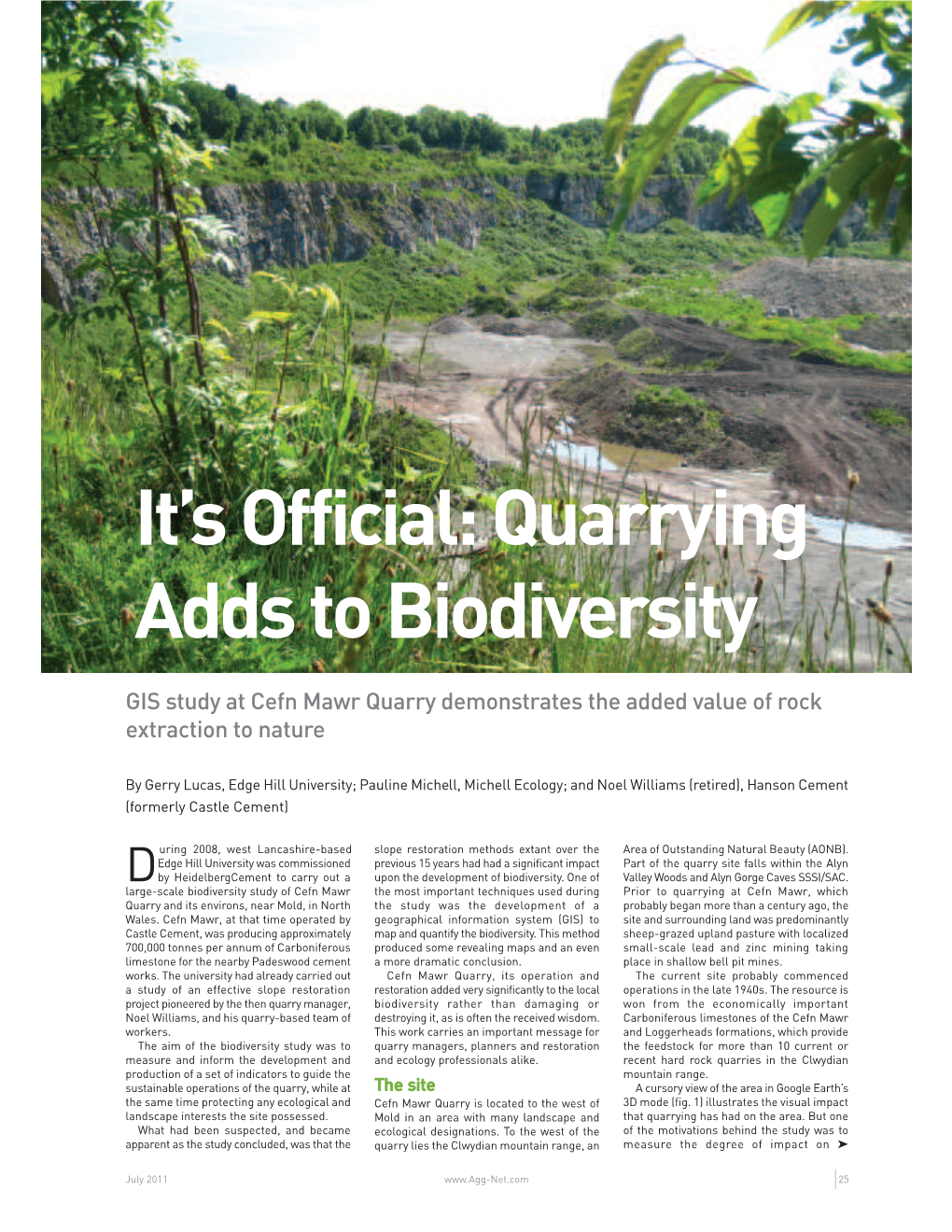 Quarrying Adds to Biodiversity