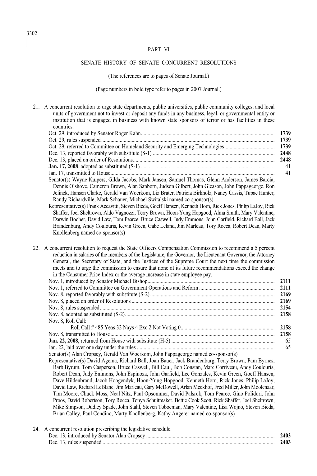 Senate History of Senate Concurrent Resolutions