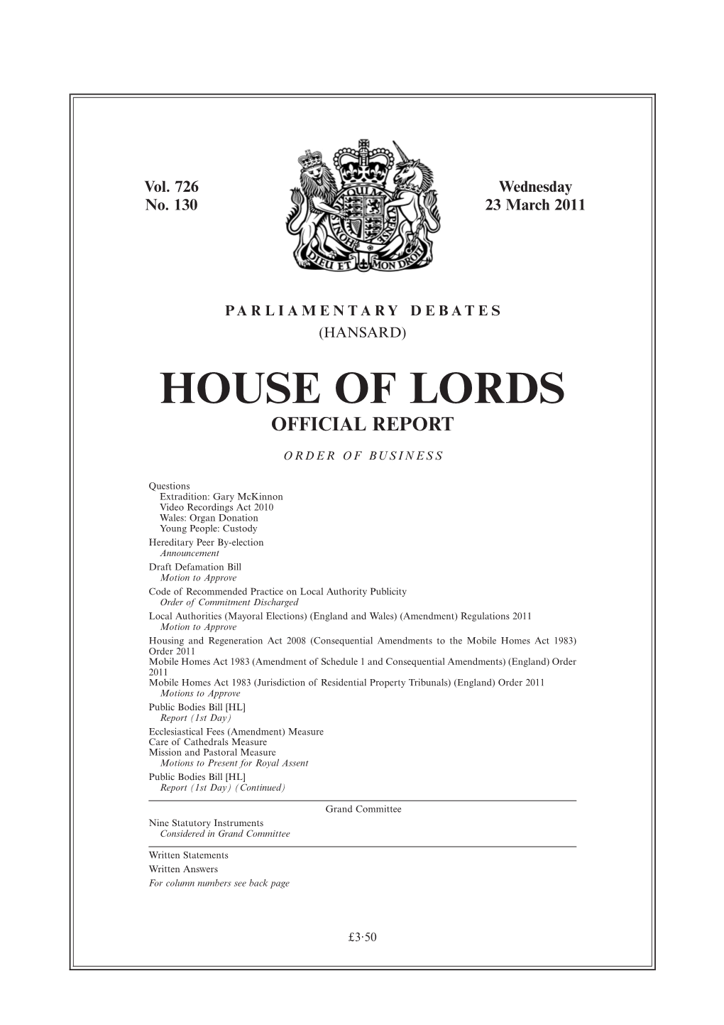 House of Lords Official Report