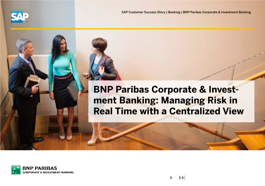 BNP Paribas Corporate & Investment Banking: Managing Risk in Real