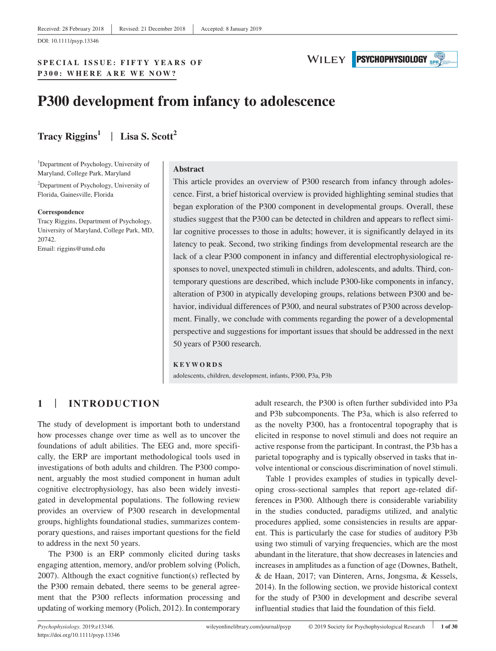 P300 Development from Infancy to Adolescence