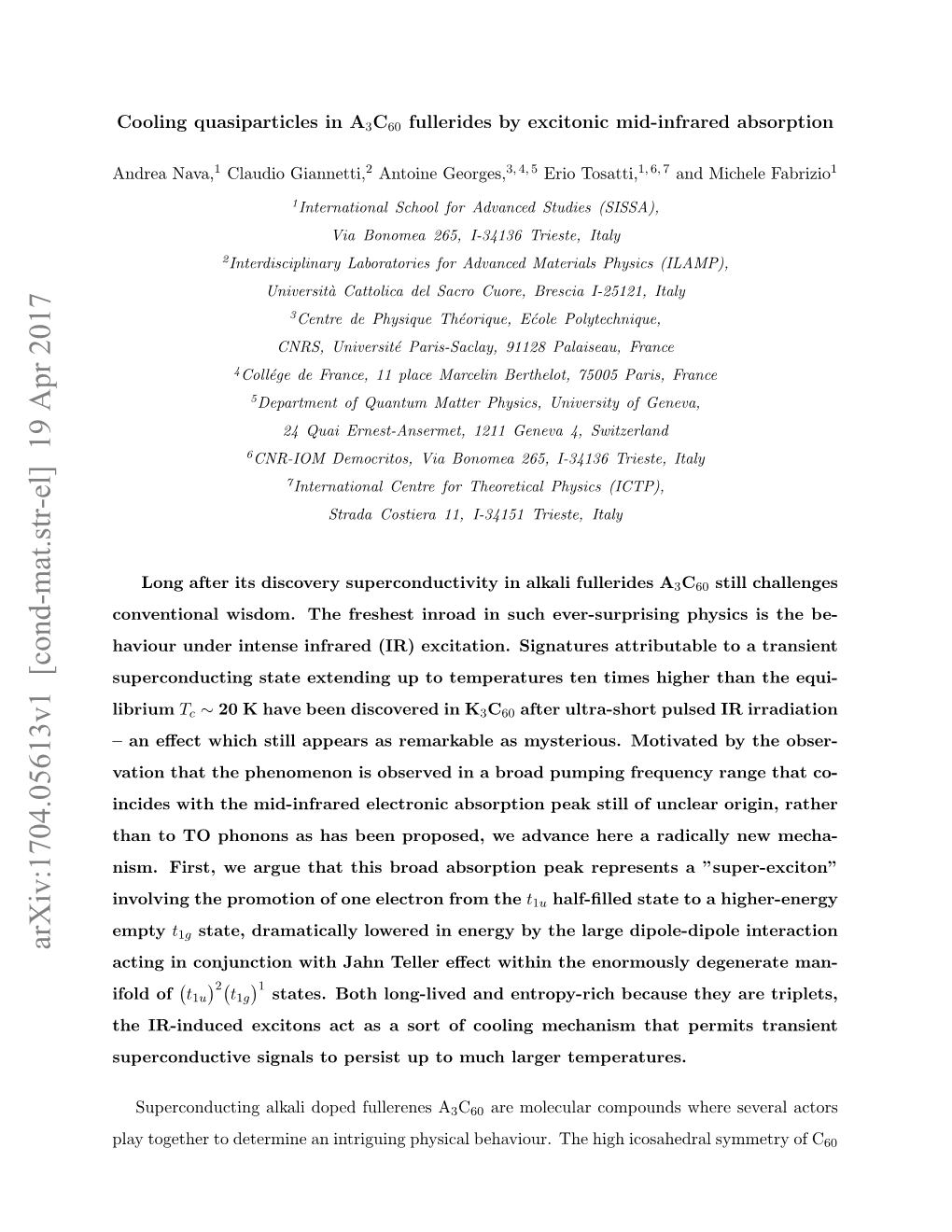 Cooling Quasiparticles in a $ 3 $ C $ {60} $ Fullerides by Excitonic Mid