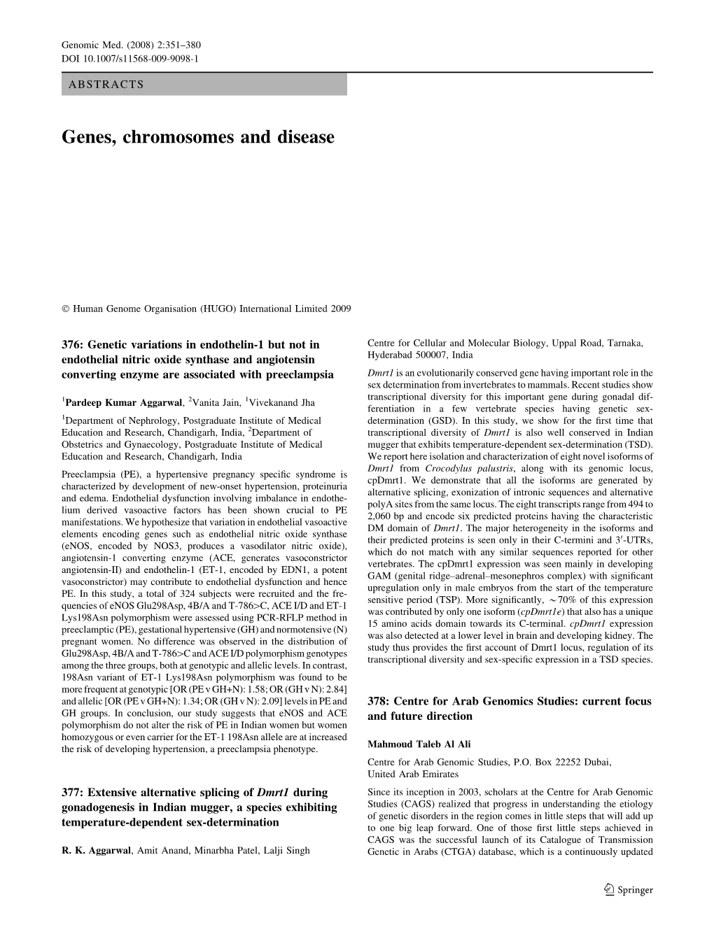 Genes, Chromosomes and Disease