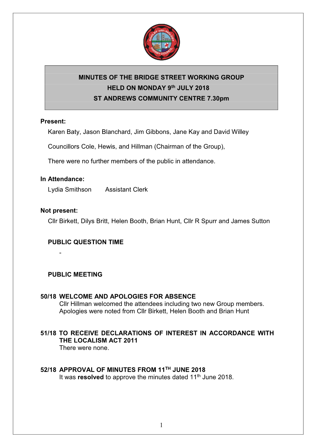 Draft Minutes of the Meeting Dated 1St November 2006