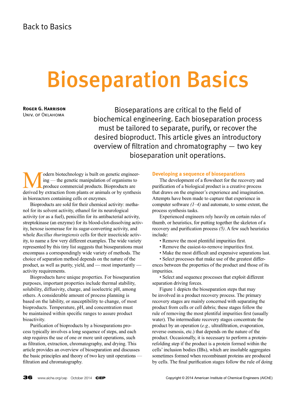 Bioseparation Basics