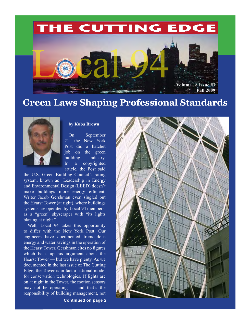 Fall 2009 Green Laws Shaping Professional Standards