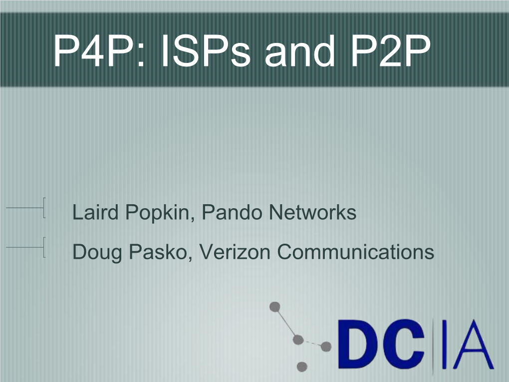 P4P: Isps and P2P