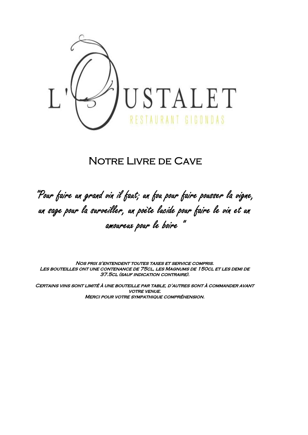 Notre Livre De Cave