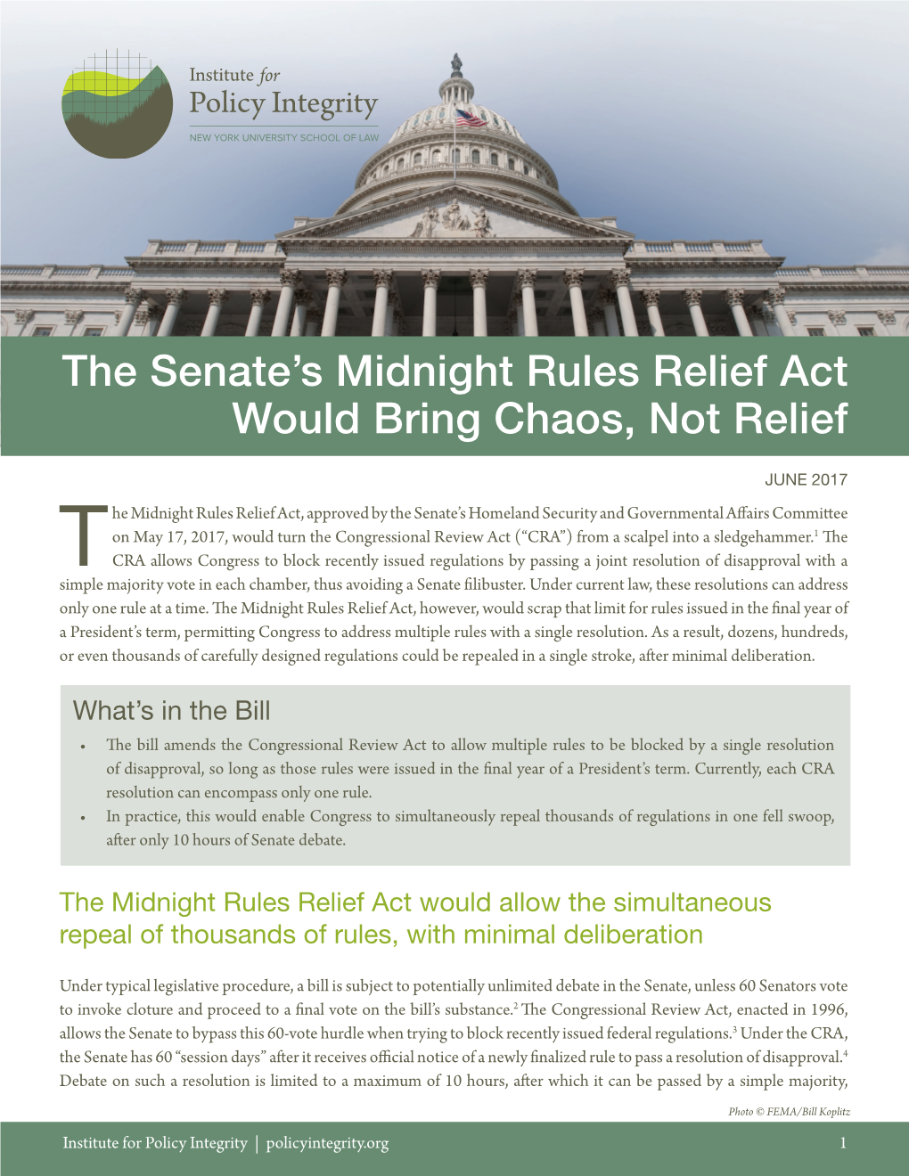 The Senate's Midnight Rules Relief Act Would Bring Chaos, Not Relief