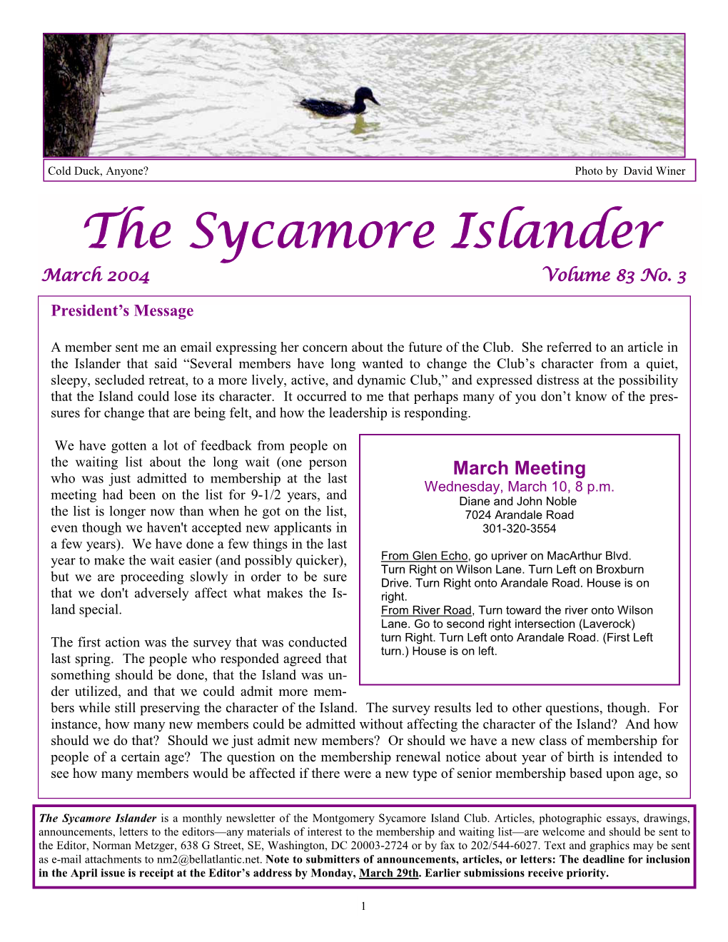 The Sycamore Islander March 2004 Volume 83 No