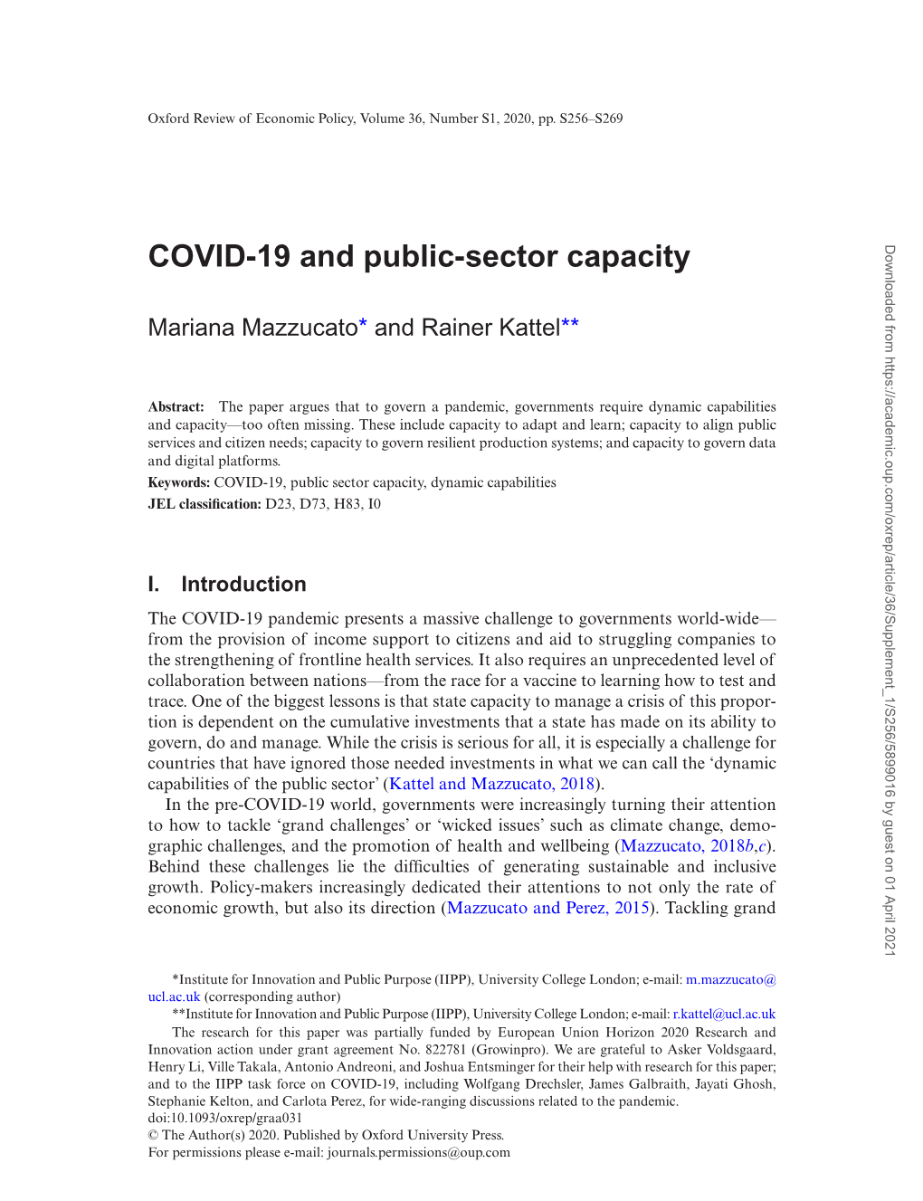 COVID-19 and Public-Sector Capacity Downloaded from by Guest on 01 April 2021
