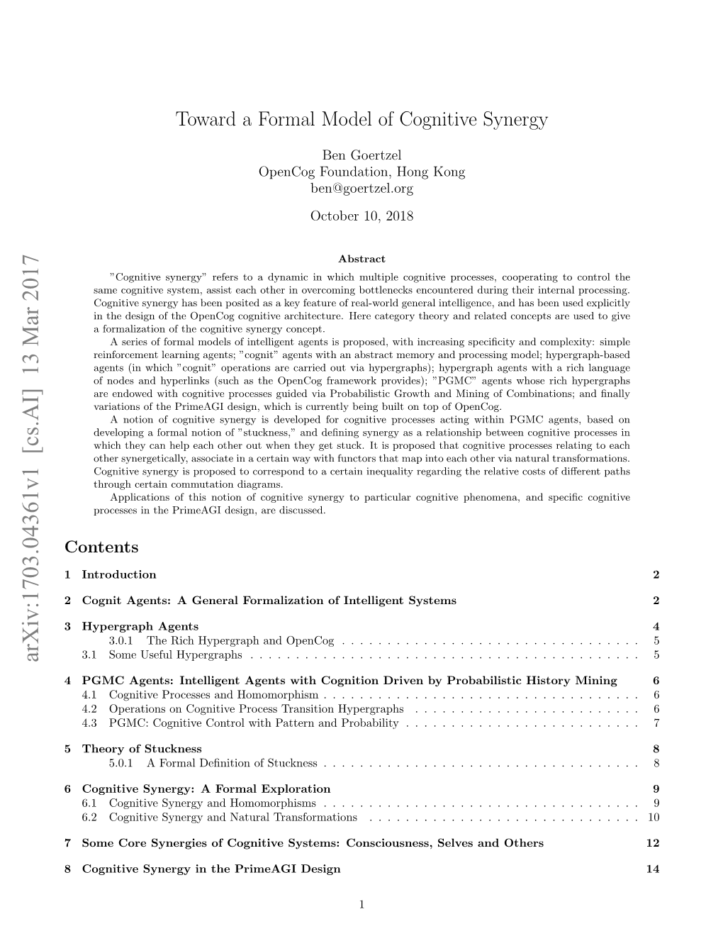Toward a Formal Model of Cognitive Synergy