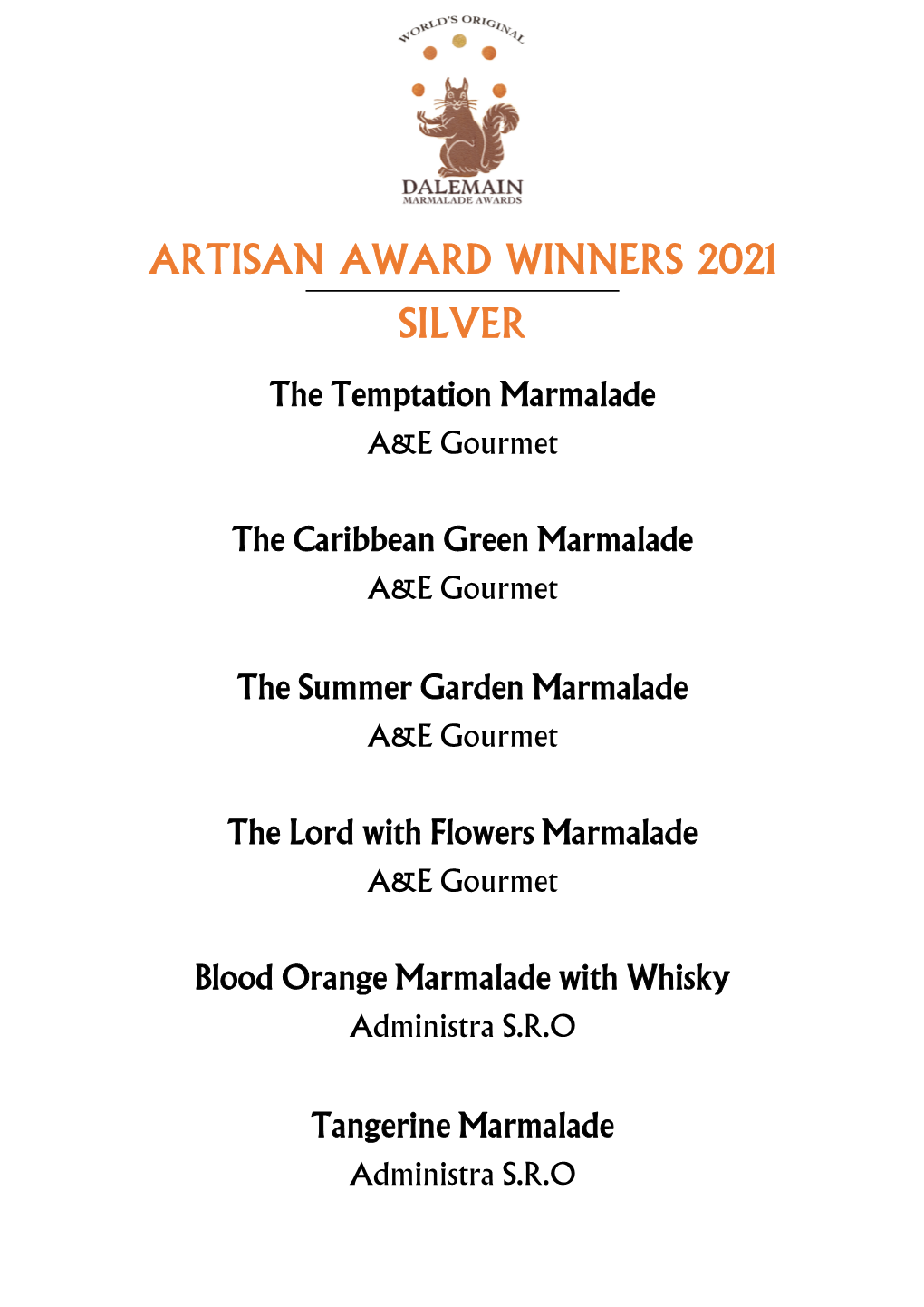 Artisan Award Winners 2021 Silver
