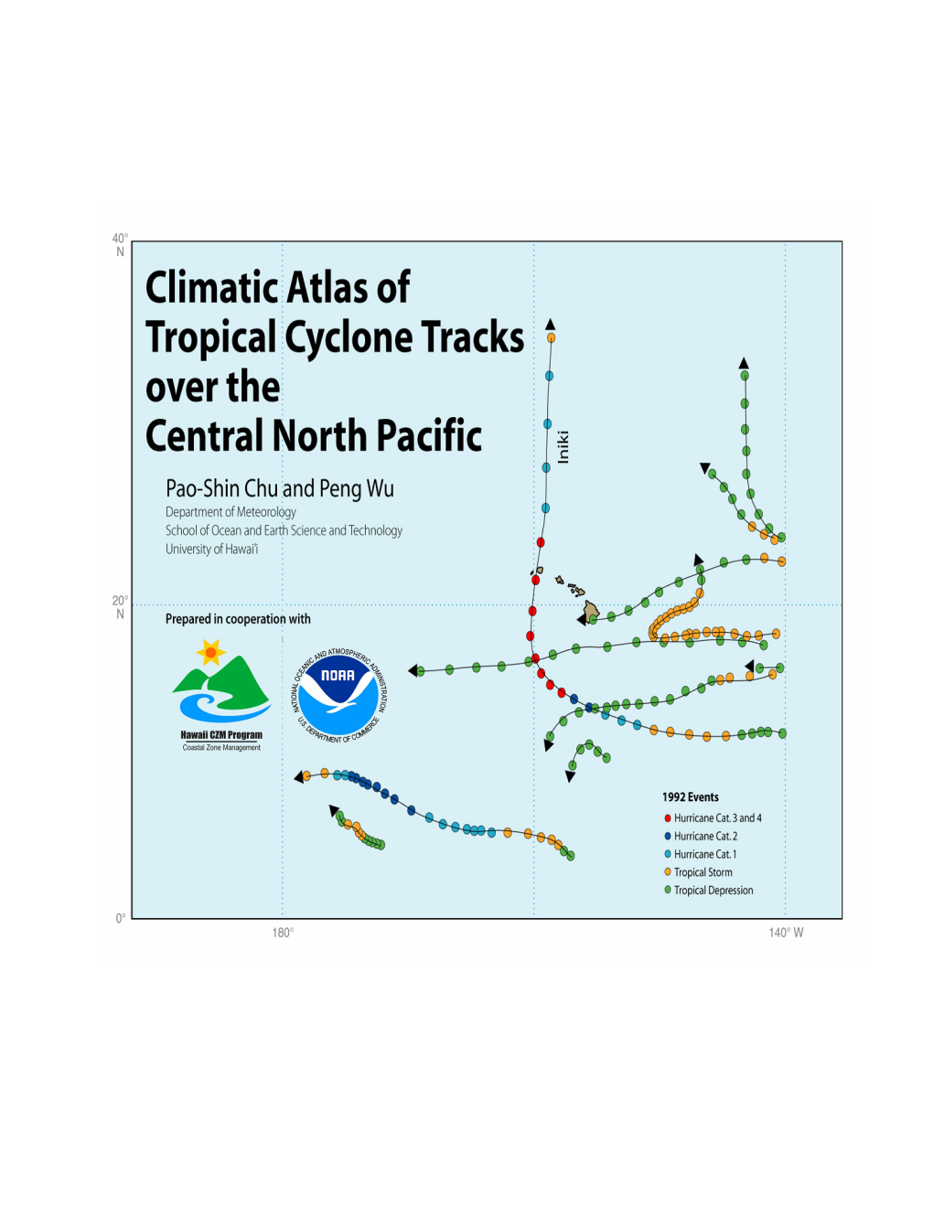 Climatic Atlas of Tropical Cyclone Tracks Over the Central North Pacific
