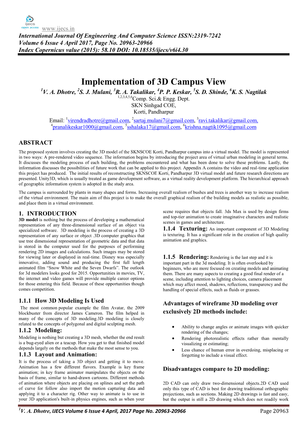 Implementation of 3D Campus View 1V